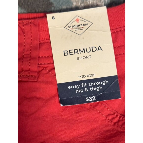 NWT SJB Red Bermuda Short Sz 6 Mid Rise Cotton Spandex 11" Inseam Women - Picture 3 of 9